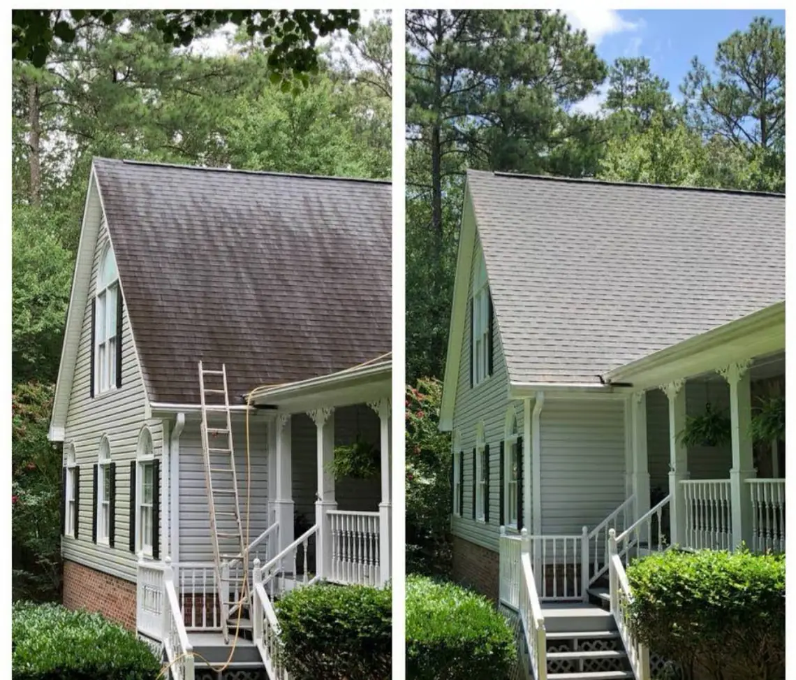 Before and after exterior cleaning by Strive Cleaning